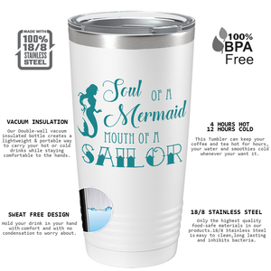 Soul of a Mermaid on White Mermaid 20oz Tumbler