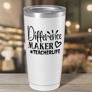 Difference Maker #teacherlife on White 20oz Tumbler