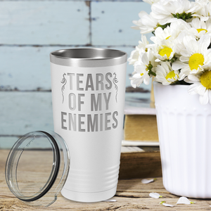 Tears of my Enemies on White 20 oz Stainless Steel Ringneck Tumbler