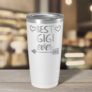 Best Gigi Ever on White 20 oz Stainless Steel Ringneck Tumbler