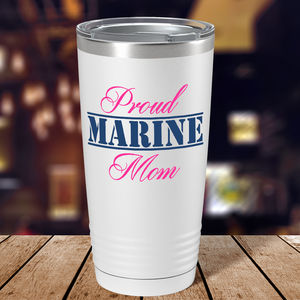 Proud Marine Mom on White 20 oz Stainless Steel Tumbler