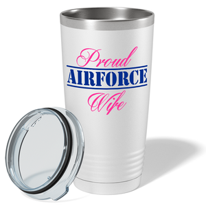 Proud Airforce Mom on White 20 oz Stainless Steel Tumbler
