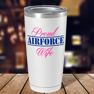 Proud Airforce Mom on White 20 oz Stainless Steel Tumbler
