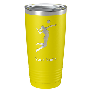 Personalized Volleyball Player Silhouette Laser Engraved on Stainless Steel Volleyball Tumbler
