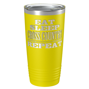 Eat Sleep Cross Country Repeat Laser Engraved on Stainless Steel Cross Country Tumbler