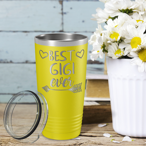 Best Gigi Ever on Yellow 20 oz Stainless Steel Ringneck Tumbler