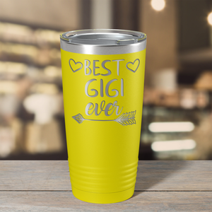 Best Gigi Ever on Yellow 20 oz Stainless Steel Ringneck Tumbler