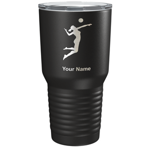 Personalized Volleyball Player Silhouette Laser Engraved on Stainless Steel Volleyball Tumbler