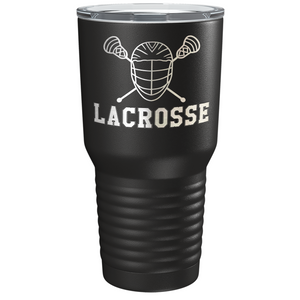 Lacrosse Mask and Sticks Laser Engraved on Stainless Steel Lacrosse Tumbler