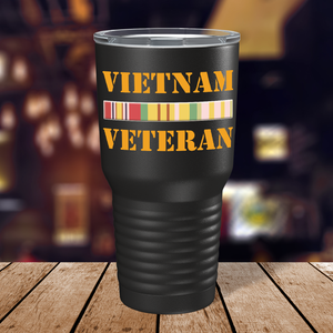 Vietnam Veteran on Black 30 oz Stainless Steel Tumbler