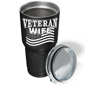Veteran Wife on Black 30 oz Stainless Steel Tumbler