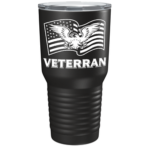 American Eagle on Flag on Black 30 oz Stainless Steel Tumbler