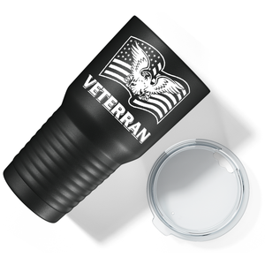 American Eagle on Flag on Black 30 oz Stainless Steel Tumbler