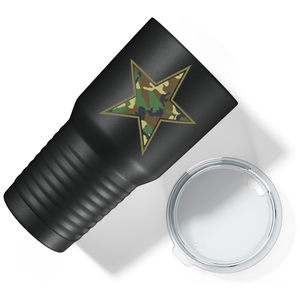 Camo Print Star on Black 30 oz Stainless Steel Tumbler