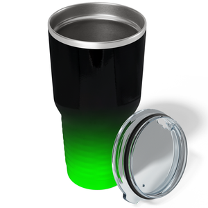 Custom Laser Engraved 30oz Black Neon Green Ombre Stainless Steel Tumbler
