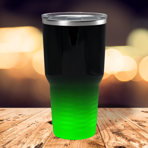 Custom Laser Engraved 30oz Black Neon Green Ombre Stainless Steel Tumbler