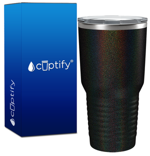 Custom Laser Engraved 30oz Black Glitter Stainless Steel Tumbler
