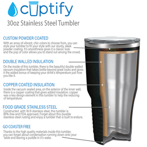 Custom Laser Engraved 30oz Black Glitter Stainless Steel Tumbler