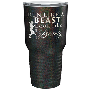 Run Like a Beast Look Like a Beauty Laser Engraved on Stainless Steel Cross Country Tumbler