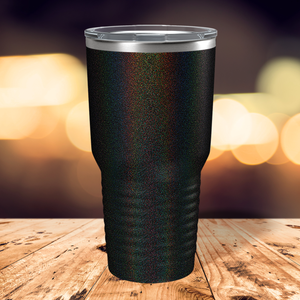 Custom Laser Engraved 30oz Black Glitter Stainless Steel Tumbler