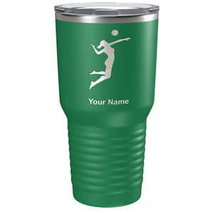 Personalized Volleyball Player Silhouette Laser Engraved on Stainless Steel Volleyball Tumbler
