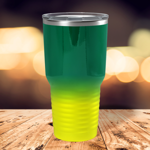 Custom Laser Engraved 30oz Green Yellow Ombre Stainless Steel Tumbler