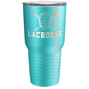 Lacrosse Mask and Sticks Laser Engraved on Stainless Steel Lacrosse Tumbler