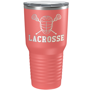 Lacrosse Mask and Sticks Laser Engraved on Stainless Steel Lacrosse Tumbler