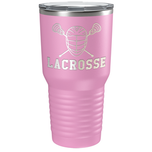 Lacrosse Mask and Sticks Laser Engraved on Stainless Steel Lacrosse Tumbler