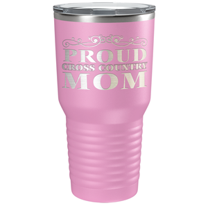 Proud Cross Country Mom Laser Engraved on Stainless Steel Cross Country Tumbler