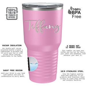 Cuptify Personalized on Blush 30 oz Stainless Steel Ringneck Tumbler