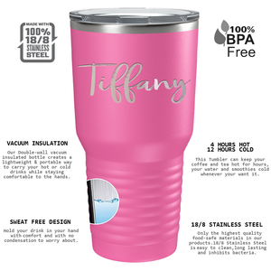 Cuptify Personalized on Pink 30 oz Stainless Steel Ringneck Tumbler