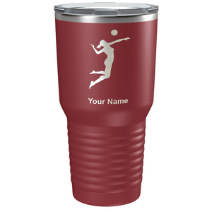 Personalized Volleyball Player Silhouette Laser Engraved on Stainless Steel Volleyball Tumbler