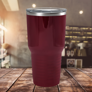 Custom Laser Engraved 30oz Maroon Gloss Stainless Steel Tumbler