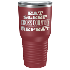 Eat Sleep Cross Country Repeat Laser Engraved on Stainless Steel Cross Country Tumbler