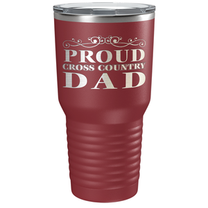 Proud Cross Country Dad Laser Engraved on Stainless Steel Cross Country Tumbler