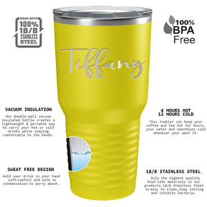 Cuptify Personalized on Yellow 30 oz Stainless Steel Ringneck Tumbler
