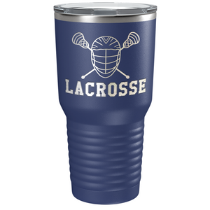Lacrosse Mask and Sticks Laser Engraved on Stainless Steel Lacrosse Tumbler