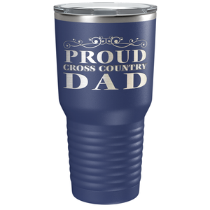 Proud Cross Country Dad Laser Engraved on Stainless Steel Cross Country Tumbler