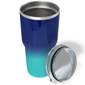 Custom Laser Engraved 30oz Navy Blue Seafoam Ombre Stainless Steel Tumbler