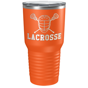 Lacrosse Mask and Sticks Laser Engraved on Stainless Steel Lacrosse Tumbler