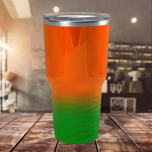 Custom Laser Engraved 30oz Orange Green Ombre Stainless Steel Tumbler