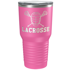 Lacrosse Mask and Sticks Laser Engraved on Stainless Steel Lacrosse Tumbler