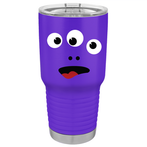 Purple Three Eye Monster on Stainless Steel Halloween Tumbler