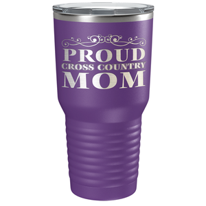 Proud Cross Country Mom Laser Engraved on Stainless Steel Cross Country Tumbler