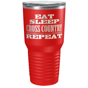 Eat Sleep Cross Country Repeat Laser Engraved on Stainless Steel Cross Country Tumbler