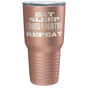 Eat Sleep Cross Country Repeat Laser Engraved on Stainless Steel Cross Country Tumbler