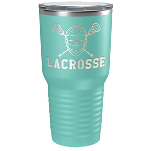 Lacrosse Mask and Sticks Laser Engraved on Stainless Steel Lacrosse Tumbler