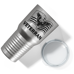 American Eagle on Flag on Stainless 30 oz Stainless Steel Tumbler