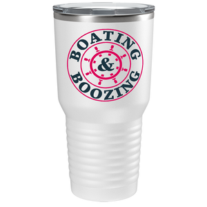 Boating & Boozing on White 30 oz Stainless Steel Tumbler